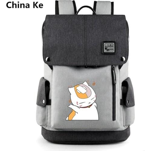 Anime Natsume Yuujinc Cat Teacher USB Port Backpack Bag Zipper Messenger School Students Book Large Capacity Boy Travel Bag