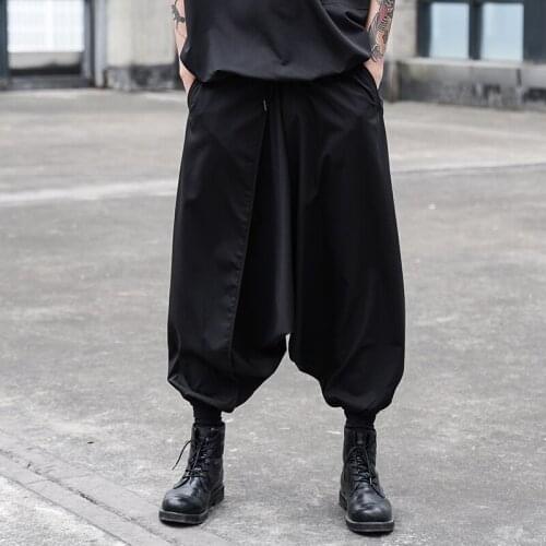 Original design abstinence sling pants dark Japanese loose-fitting feet cross-crotch mens casual pants