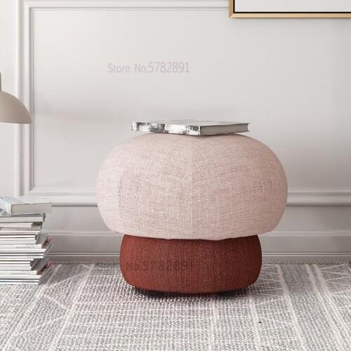 Scandinavian Simple Fabric Stools Creative Home Solid Wood Sofa Stools Living Room Porch Changing Shoes Stools