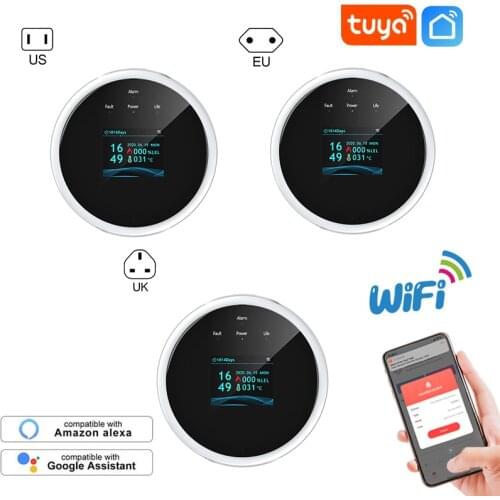 Tuya Smart WiFi Gas Detector Leakage Sensor Smart Life Time LED Display Natural Gas Alarm System Compatible Electronic Valve