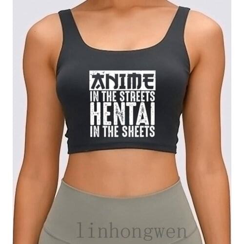 Funny Anime In The Streets Henti In The Sheets Women Tank Top O-Neck Spring Original Fit Building Printing Crop Top
