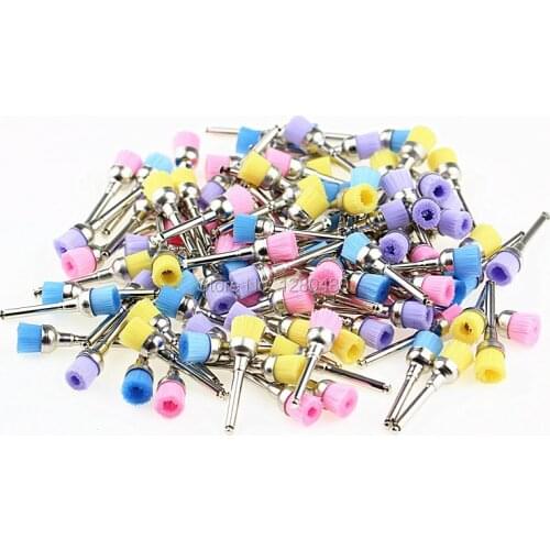 Dental Lab Materials Colorful Nylon Latch Flat Polishing Prophy Cup Polisher Brushes Dentist Products