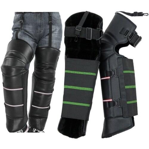 Lengthen and Thicken Motorcycle Knee Pads Leg Warm Protector Armor Safe Stripe Motocross Guard Brace Winter Outdoor Riding