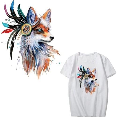 Indian Fox Patch Heat Transfer Vinyl Iron on Animal Patches for Clothing DIY T-shirt Stickers on Clothes Applique Thermal Press