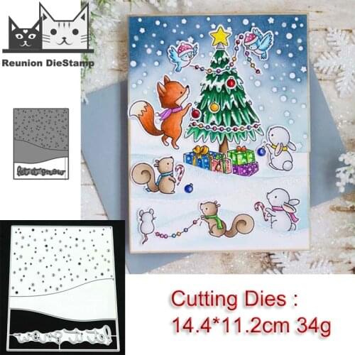 Reunion Snow Scene Snowflake Background Board Car Cutting Dies Snow Stencil for DIY Scrapbooking Craft Cards Decoration 2020 New