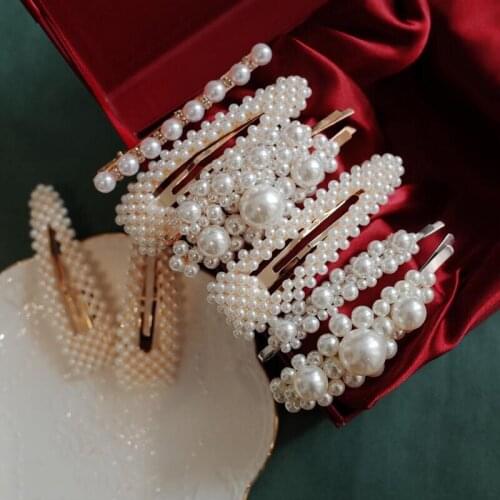 2020 Ins Fashion Women Girls Cute Pearls Hair Clips Sweet Headwear Hair Ornament Hairpin Barrette Headband Accessories Wholesale