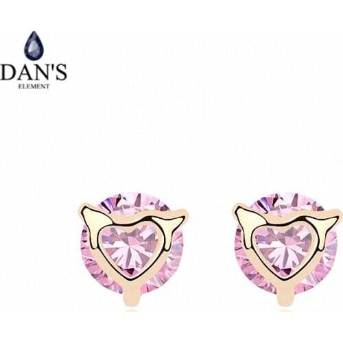 DANS ELEMENT New Sales AAA Zirconia Micro Inlays champagne Gold Color Heart Earrings For Women Valentines Gift 96430pink