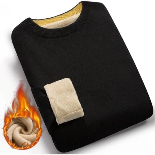 Winter Men Sweater Plus Velvet 2020 New Arrival Thick Keep Warm Slim Male Knitted Pullover Sweater Teenage Boys Hot sale M56