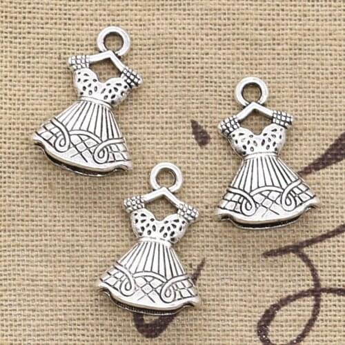 10pcs Charms Double Sided Dress Skirt 22x15mm Antique Making Pendant fit,Vintage Tibetan Silver color,DIY Handmade Jewelry