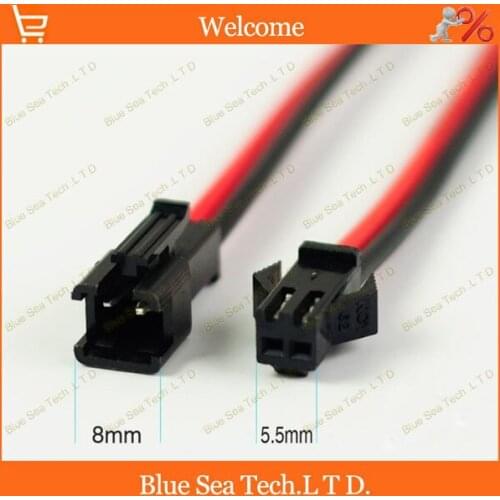 2 Pin/way male&female Connector 2.54mm SM-2P with 2*10cm cable for Auto/LED /LCD/ boat
