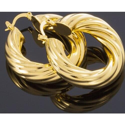 3.5MM Gold Color & Brass Twisted Earring Arab/Ethiopian African Big Earrings for Women Wedding Gift Turkey Jewelry
