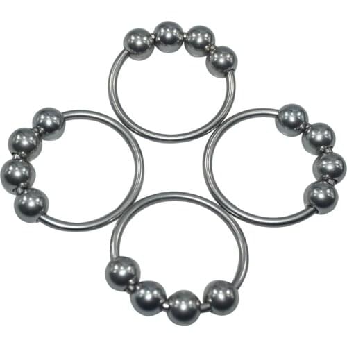 Dia 32mm 4pcs-set stainless steel beads penis jewelry metal lock cock ring jewel sex toy for men