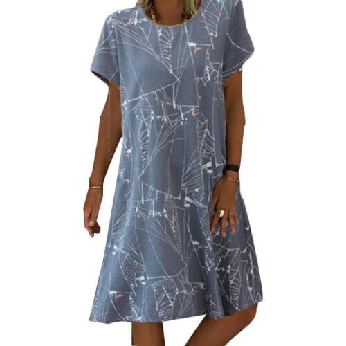 80%HOTWomen Dress Round Neck Breathable Sexy Summer Beach Casual Dress for Party