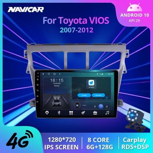 2Din Android10 Car Radio For Toyota Vios Yaris 2007-2012 Stereo Receiver GPS Navigation Auto Radio DSP Car Receiver NO 2DIN DVD