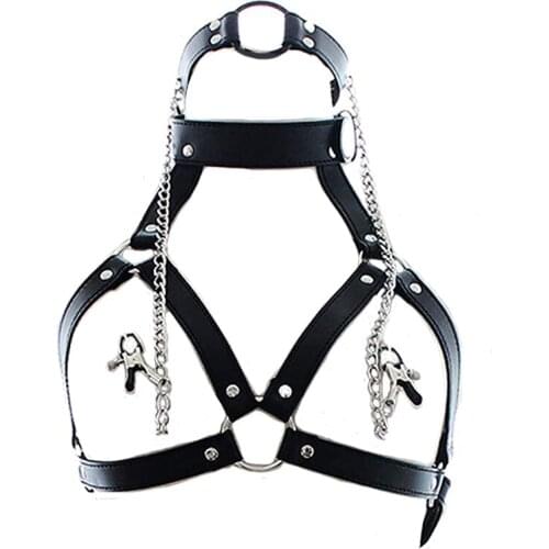 BDSM Bondage Lingerie Bra,Nipple Clamps Sexy 2 Piece Set ,SM Mouth Gag Ring,Adult Games,Sex Toys For Couples