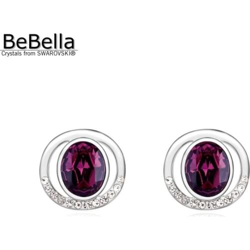 BeBella must-have round crystal stud earrings made with Crystals from Swarovski women fashion jewelry gift