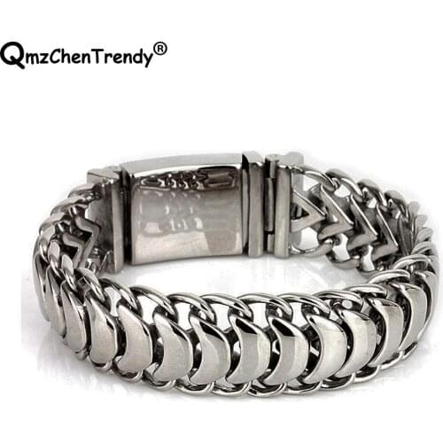 1.9cm Wide 316L Stainless Steel Pulseras Hip Hop Jewelry Mens Keel Chain Bracelets Bangle Men Fashion Punk Link Brace lace