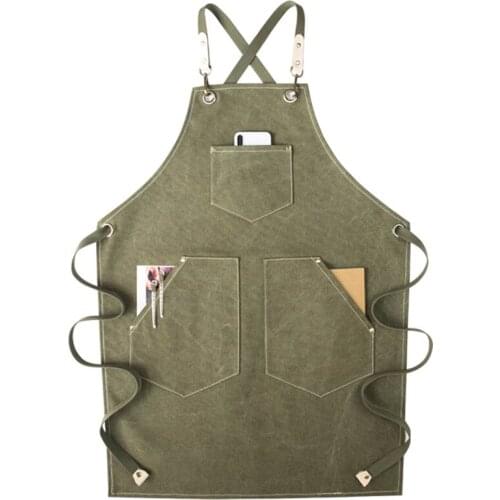 Canvas Apron Crossback Cotton Straps Barista Bartender Waitstaff Pastry Chef Uniform Florist Barber Hairdresser Work Wear D87