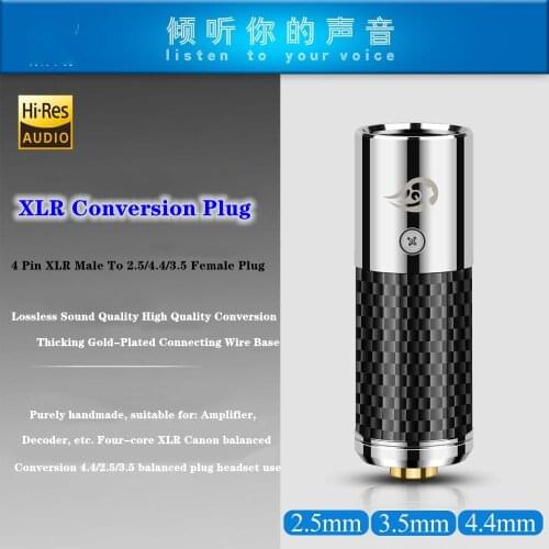DAC Decode Adapter XLR 4Pin Male Plug To 2.5/3.5/4.4mm Female Jack Conversion Headphone XLR Microphone Audio Plugs DIY