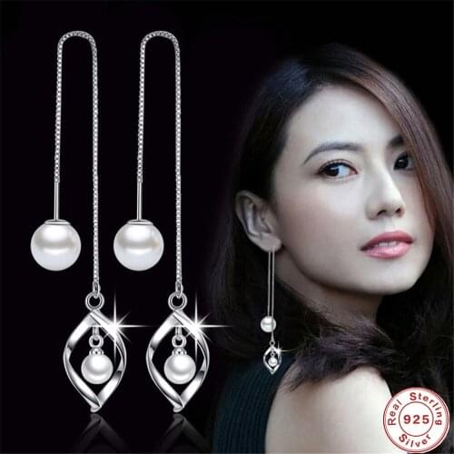 SHQIYAYI 925 Sterling Silver Long Drop Earrings Ear Pendant Women Fashion Jewelry Anti Allergy Girls Korean Accessories 115