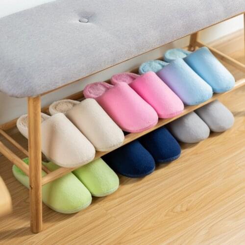 Women shoes warm home slippers men winter non slide suede antiskid indoor couple thermal plush cotton Simplicity fashion