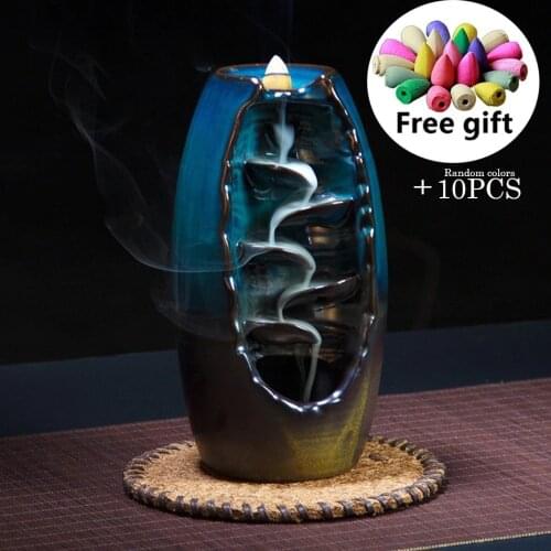 Hot sale Mountain River Handicraft Incense Holder Ceramic Backflow Waterfall Smoke Incense Burner Mothers Gift Home Decor