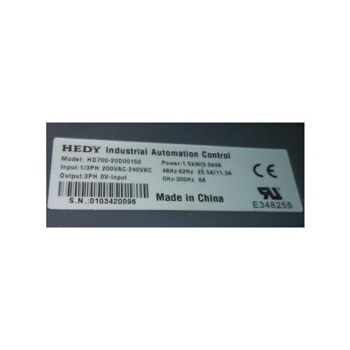 HEDY HD700-20D00150 1.5kw inverters CE UL for film blowing machine bag making machine 100% new