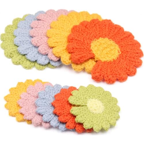 4-6cm Optional 12pcs Cotton Knitting Flower for Home Hat Shoes Clothing Decoration Scrapbooking DIY Handmade Crafts Accessories
