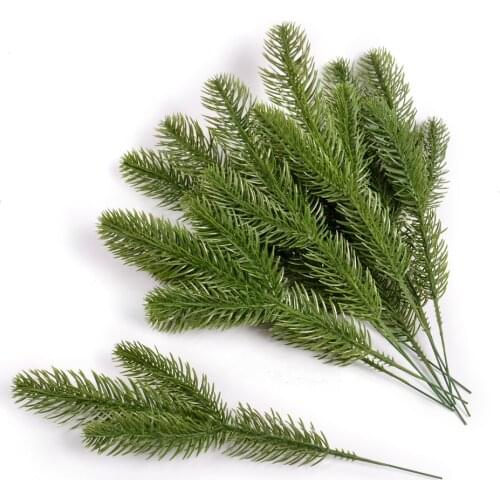5/50/100pcs Artificial Plastic Green Pine Plants Branches Wedding Home Party Decorations DIY ChristmasTree Handcraft Accessories