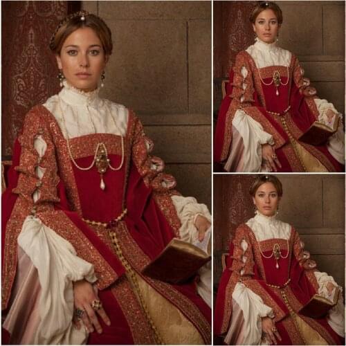 HistoricalCustomer-made Red Vintage Costumes Renaissance Dresses Steampunk dress Gothic Cosplay Halloween Dresses C-1167