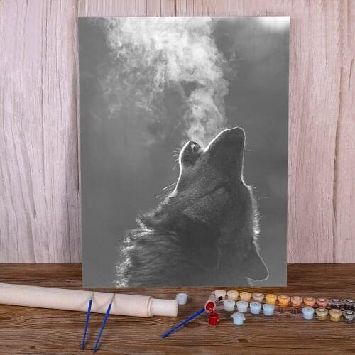 Wolf Cartoon Animal DIY Painting By Numbers Set Acrylic Paints 50*70 Paiting By Numbers Home Decoration Adults Drawing