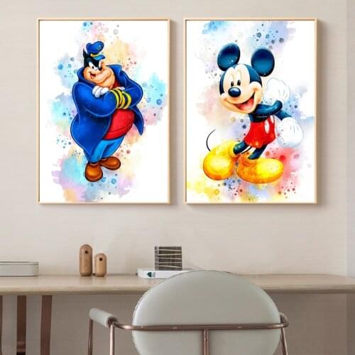 Painting Disney Mickey Mouse and Donald Duck Poster and Print Canvas Painting Wall Art Picture for Childrens Room Decoration