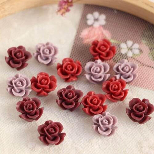 10 PCS 13mm Fashion Resin Rose Flower Connectors Charm DIY Earrings Accessories For Jewelry Making