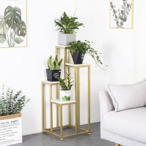 Creative Nordic wrought iron flower stand multi-layer green plant pot rack living room rack balcony simple floor-standing flower