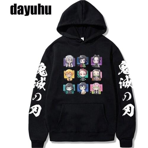 90s Kimetsu No Yaiba Men/women Demon Slayer Hoodies Harajuku Anime Japan Kawaii Hoodie Kimetsu Cartoon Sweatshirt Tanjiro Nezuko