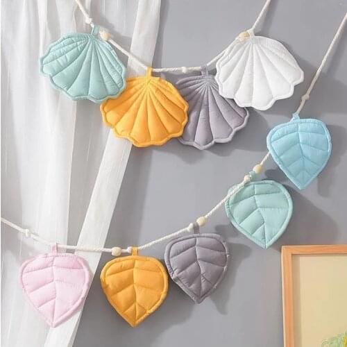 Nordic Kids Room Wall Hanging Decoration Cotton Handmade Leaf Shell Shaped Baby Canopy Mosquito Netting Decor Pendant