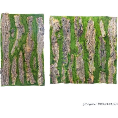 P8DE Wall Decoration Green Plant Bark with Moss DIY Artificial Bark Indoor Pipe Decor