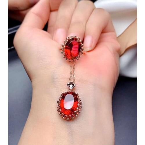 Real Natural Topaz jewelry set Natural Real Topaz 925 sterling silver 1pc pendant,1pc ring