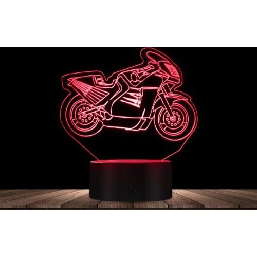 Motorcycle Novelty Night Light Autocycle 3D Optical Illusion LED Table Night Lamp Touch Control Engraved Gift 7 Color Chageable