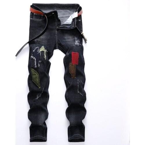 New Design 2020 hombre Causal Plus Size 42 Pantalon Homme Jean Biker Jeans Hi-Street Distressed Mens Ripped Jeans