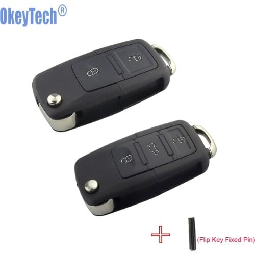 OkeyTech 2 3 Buttons Folding Flip Key Shell Car Key Replacement For VW Golf 4 5 Passat B5 B6 Polo Touran For Seat for Skoda Key