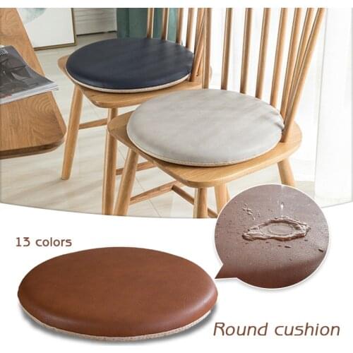 Simple Style Portable Indoor Dining Chair Cushions Home Office Kitchen Solid Round Leather Chair Seat Cushion