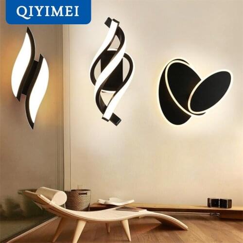 QIYIMEI Modern LED Wall Lamps Spin white/black Indoor lighting For Hall Bedroom Study Living Room Lights fixtures Input 90-260V