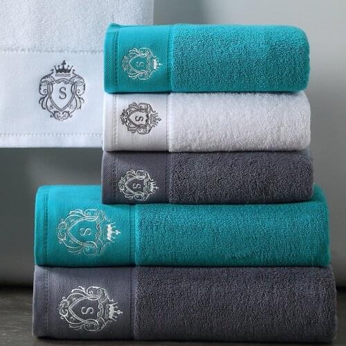 100% Cotton Satin Face Towel Adults Baby Hand Embroidered Luxury Crown Hand Face Bathroom Towel Set Beach Towel
