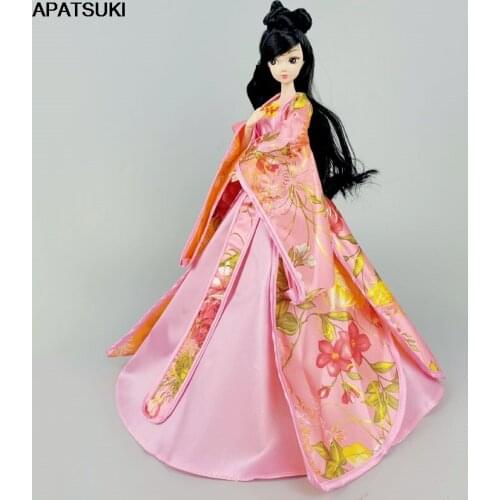 Pink Cosplay Dress For Barbie Dolls 1/6 Traditional Chinese Ancient Beauty Costume Clothes Party Evening Dresses Accessories Toy