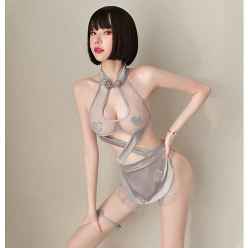 Adult Sex Fantasy Cosplay Maid Apron Porno Allure Sexy Lingerie Backless Hollow Out babydoll Perspective Chinese Style Cheongsam