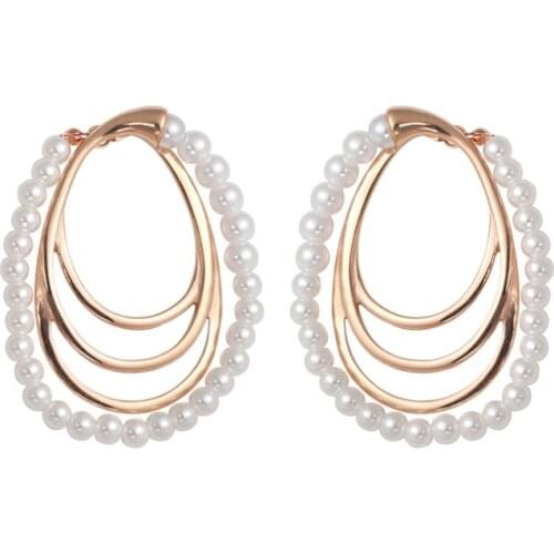 316L Stainless Steel New Fashion Upscale Jewelry Rear Hanging Round Big Circle Pearl Beaded Drop Shape Drop Earrings For Women