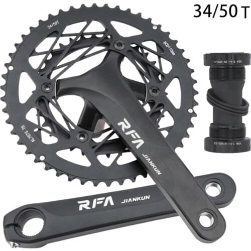 Road Bike Crankset BCD110MM 170MM Bicycle Crankset 34-50T 10/11 Speed Bike Crank Arm Spare Parts For Bicycle Crankset Road