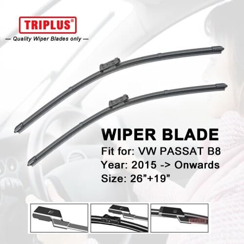 Wiper Blade for VW PASSAT B8 (2015-Onwards) 1set 26"+19",Flat Aero Windscreen Wiper,Frameless Soft Windshield Wiper