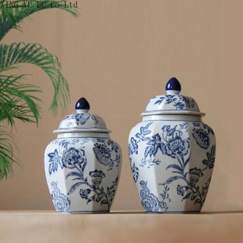 Blue and White Porcelain Hand-painted Pattern General Pot Ceramic Storage Pot Decoration Antique Home Decoration Accessories
